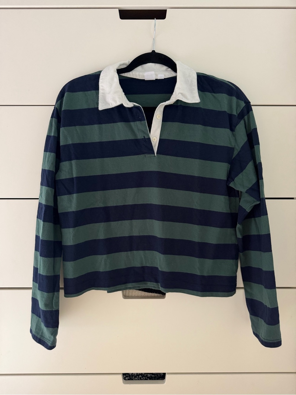 Gap Striped Rugby Polo Long-Sleeve Shirt in Green & Navy